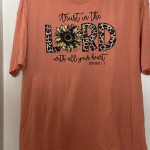Orange Graphic T-Shirt with Sunflower Design